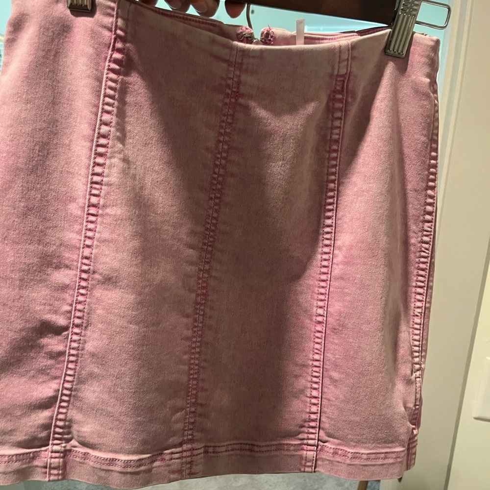 Free People Modern Femme Pink Denim Mini Skirt
